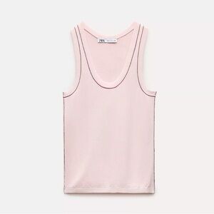 Zara BASIC KNIT TOP WITH CONTRASTING PIPING